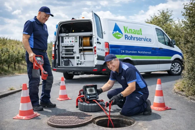 Knauf Rohrservice Team bei der Kanalreinigung im Einsatz
